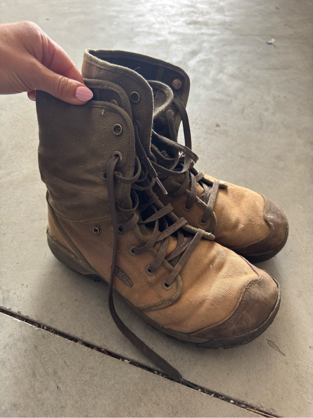 Keen Olive and Tan Work-Style Canvas Boot